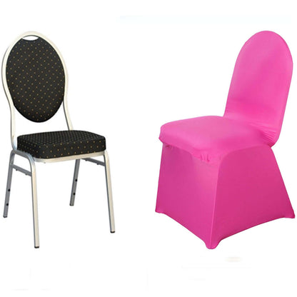 Spandex Chair Cover for Banquet Chairs Fuchsia - Stretch 160GSM Fabric with Slip - On Slipcover - NestOCart