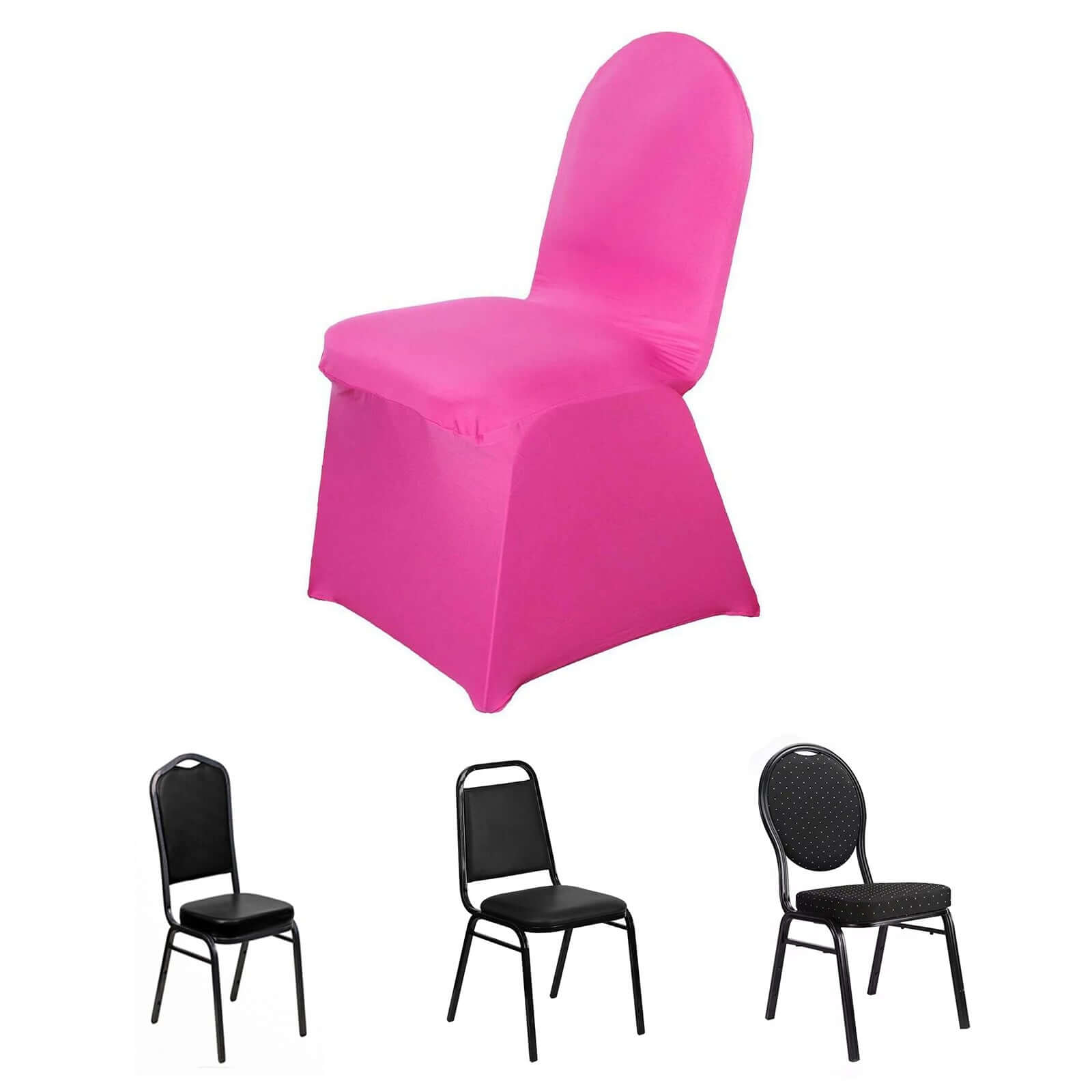 Spandex Chair Cover for Banquet Chairs Fuchsia - Stretch 160GSM Fabric with Slip - On Slipcover - NestOCart