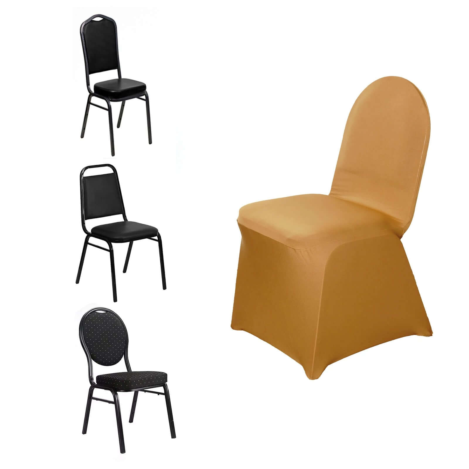 Spandex Chair Cover for Banquet Chairs Gold - Stylish Stretch 160GSM Fabric with Slip - On Slipcover for Sophisticated Gatherings - NestOCart
