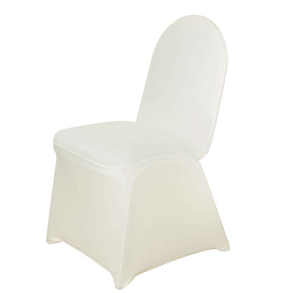 Spandex Chair Cover for Banquet Chairs Ivory - Stretch 160GSM Fabric with Slip - On Slipcover - NestOCart