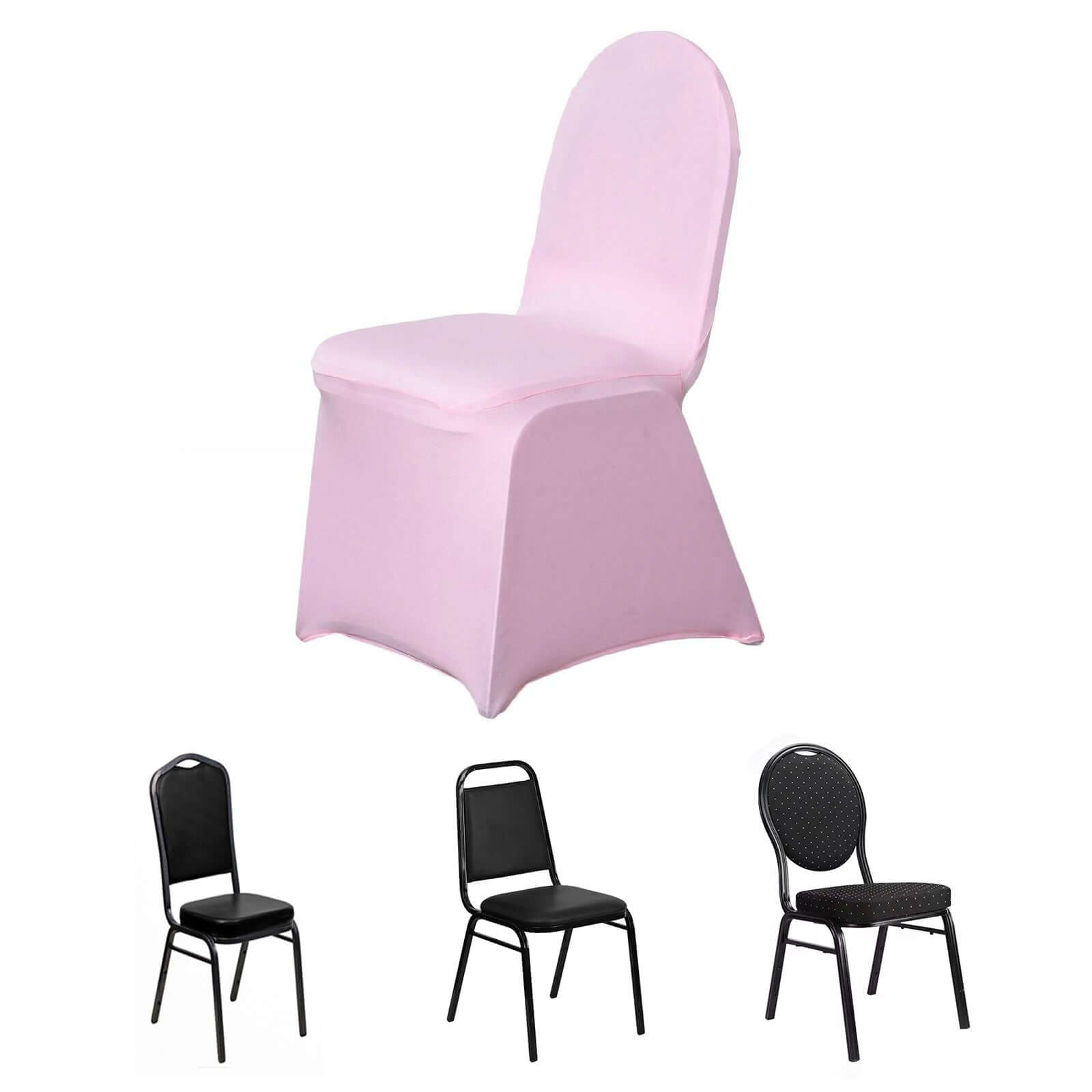 Spandex Chair Cover for Banquet Chairs Pink - Stretch 160GSM Fabric with Slip - On Slipcover - NestOCart