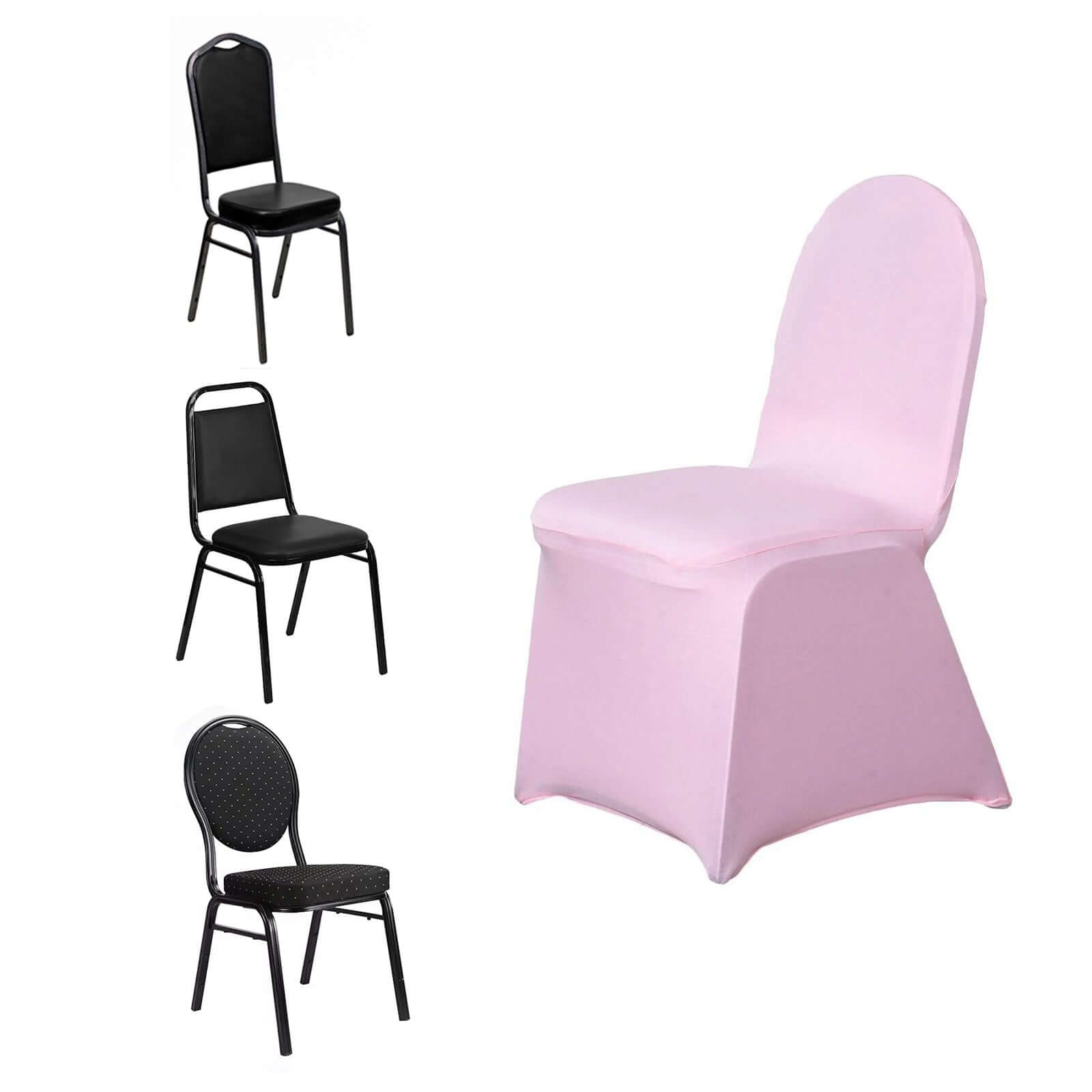 Spandex Chair Cover for Banquet Chairs Pink - Stretch 160GSM Fabric with Slip - On Slipcover - NestOCart