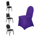 Spandex Chair Cover for Banquet Chairs Purple - Stretch 160GSM Fabric with Slip-On Slipcover