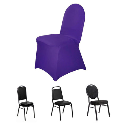 Spandex Chair Cover for Banquet Chairs Purple - Stretch 160GSM Fabric with Slip - On Slipcover - NestOCart