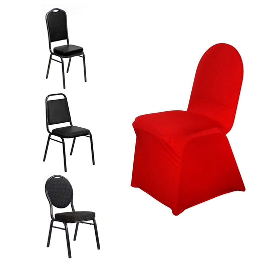Spandex Chair Cover for Banquet Chairs Red - Stretch 160GSM Fabric with Slip - On Slipcover - NestOCart