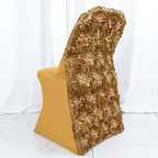 Spandex Chair Cover Gold for Folding Chairs - Durable Stretch Fitted Slipcover with Satin Rosette Design - Bell Racket Store