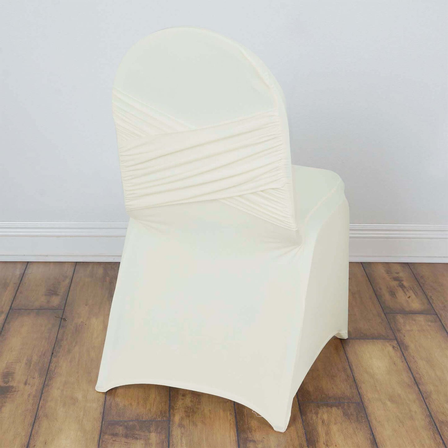 Spandex Chair Cover Madrid Style for Banquet Chairs Ivory - Stylish Stretch 180GSM Fitted Slipcover - NestOCart