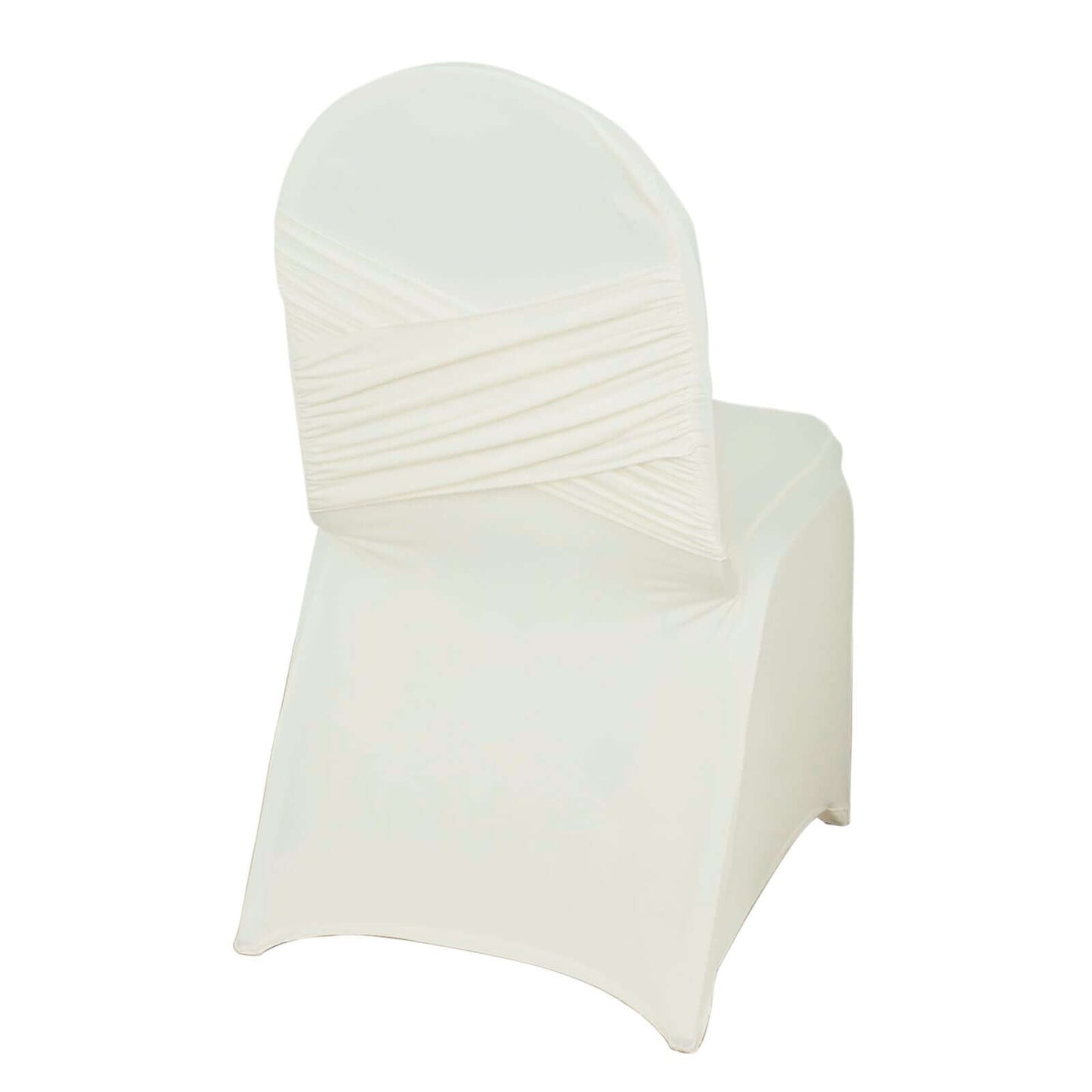 Spandex Chair Cover Madrid Style for Banquet Chairs Ivory - Stylish Stretch 180GSM Fitted Slipcover - NestOCart