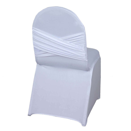 Spandex Chair Cover Madrid Style for Banquet Chairs White - Stylish Stretch 180GSM Fitted Slipcover for Weddings - NestOCart