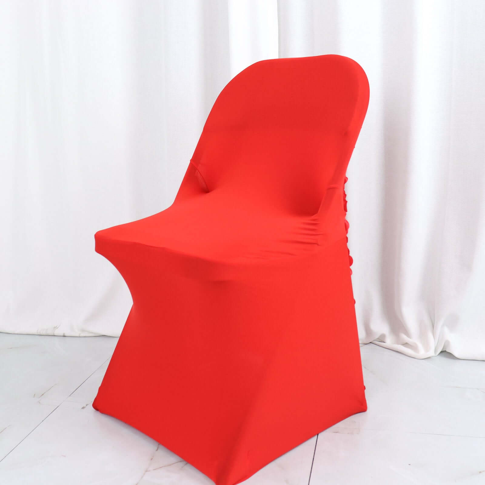 Spandex Chair Cover Red for Folding Chairs - Durable Stretch Fitted Slipcover with Satin Rosette Design - Bell Racket Store