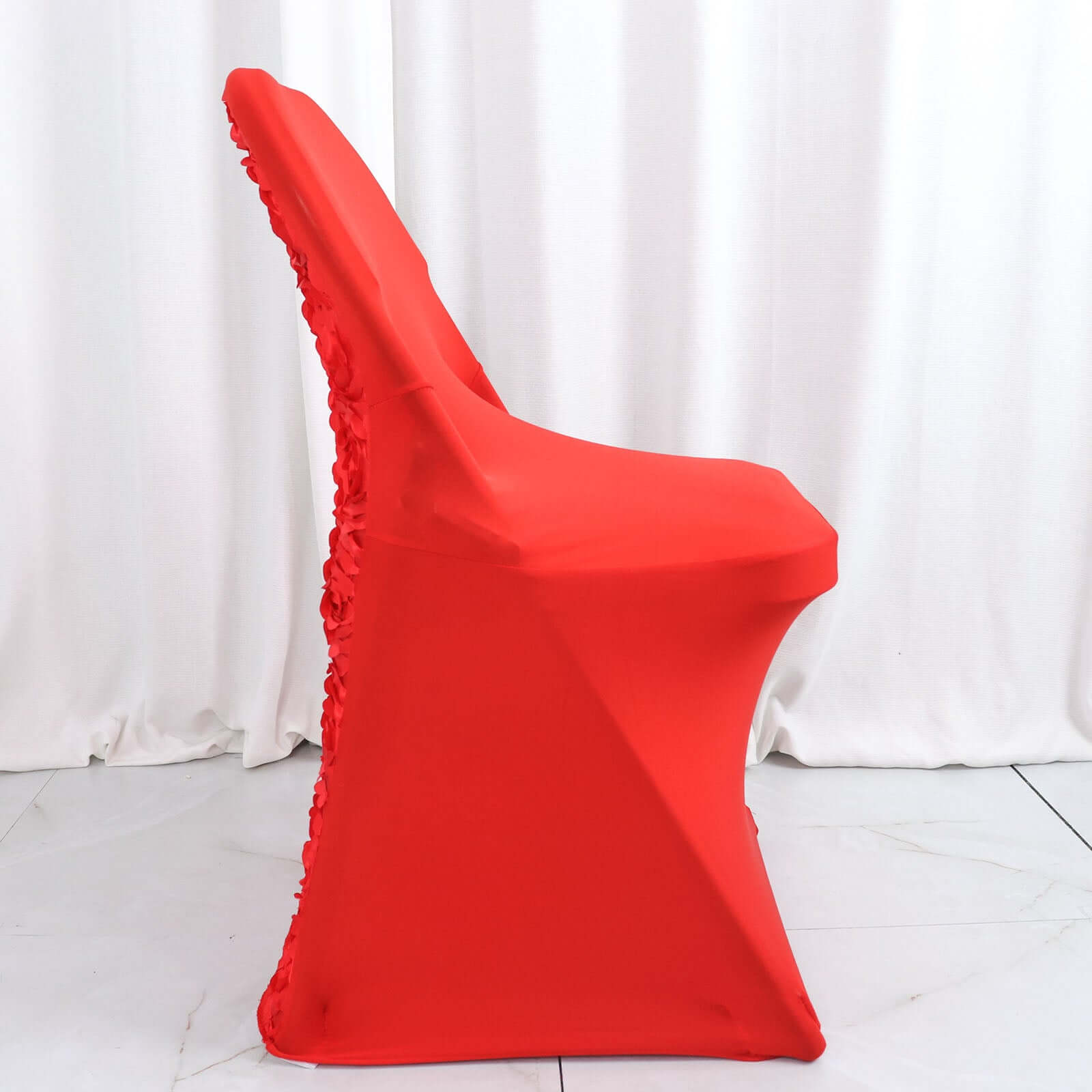 Spandex Chair Cover Red for Folding Chairs - Durable Stretch Fitted Slipcover with Satin Rosette Design - Bell Racket Store