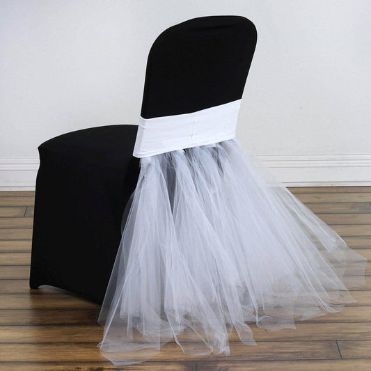 Spandex Chair Cover Skirt Tutu Style for Wedding Chairs White - Stylish Decor for Formal Events - NestOCart
