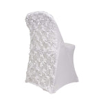 Spandex Chair Cover White for Folding Chairs - Durable Stretch Fitted Slipcover with Satin Rosette Design for Classy Events - Bell Racket Store