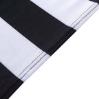 Spandex Chair Cover with Foot Pockets for Banquet Chairs Black/White 2" Stripes - Durable 160GSM Fitted Slipcover for Weddings & Gatherings - Bell Racket Store