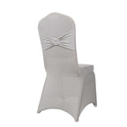 Spandex Chair Cover with Rhinestone Buckled Sash Band Silver - Stretch Fitted Slipcover - Bell Racket Store