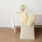 Spandex Chair Cover with Ruched Swag Back and Foot Pockets for Banquet Chairs Ivory - Fitted Slipcover - Bell Racket Store