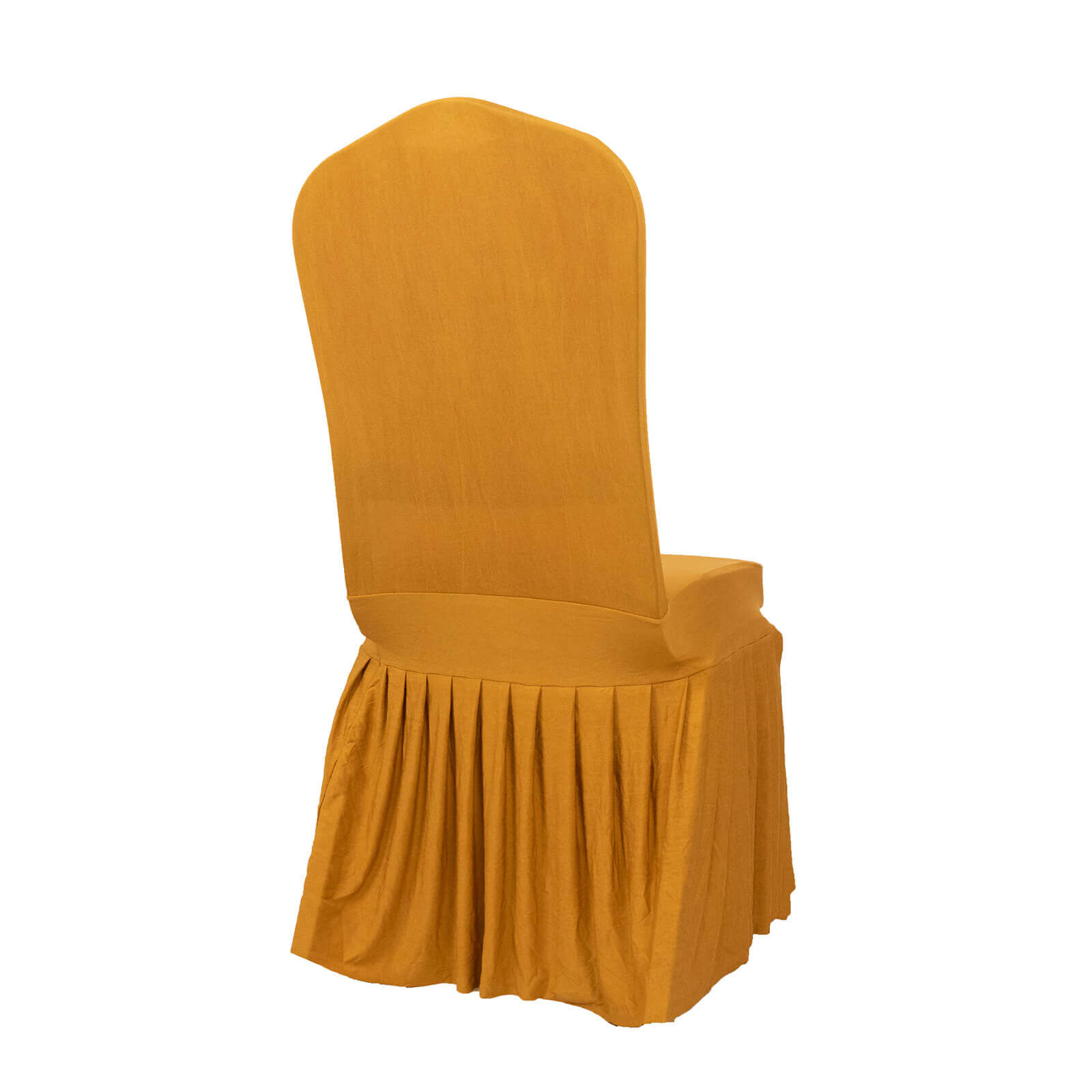 Spandex Chair Cover with Ruffle Pleated Skirt for Banquet Chairs Gold - 1 - Piece Stretch Fitted Slipcover - Bell Racket Store