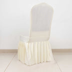 Spandex Chair Cover with Ruffle Pleated Skirt for Banquet Chairs Ivory - 1 - Piece Stretch Fitted Slipcover - Bell Racket Store