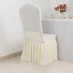 Spandex Chair Cover with Ruffle Pleated Skirt for Banquet Chairs Ivory - 1 - Piece Stretch Fitted Slipcover - Bell Racket Store