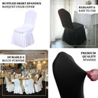 Spandex Chair Cover with Ruffle Pleated Skirt for Banquet Chairs Ivory - 1 - Piece Stretch Fitted Slipcover - Bell Racket Store