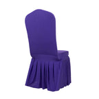 Spandex Chair Cover with Ruffle Pleated Skirt for Banquet Chairs Purple - 1 - Piece Stretch Fitted Slipcover - Bell Racket Store