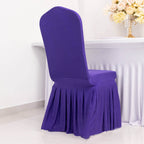 Spandex Chair Cover with Ruffle Pleated Skirt for Banquet Chairs Purple - 1 - Piece Stretch Fitted Slipcover - Bell Racket Store