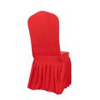 Spandex Chair Cover with Ruffle Pleated Skirt for Banquet Chairs Red - 1 - Piece Stretch Fitted Slipcover - Bell Racket Store
