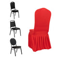 Spandex Chair Cover with Ruffle Pleated Skirt for Banquet Chairs Red - 1 - Piece Stretch Fitted Slipcover - Bell Racket Store