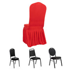 Spandex Chair Cover with Ruffle Pleated Skirt for Banquet Chairs Red - 1 - Piece Stretch Fitted Slipcover - Bell Racket Store
