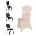 Spandex Chair Cover with Silver Rhinestone Buckled Sash Band Blush - Stretch Fitted Slipcover - Bell Racket Store