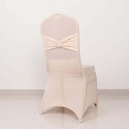 Spandex Chair Cover with Silver Rhinestone Buckled Sash Band Blush - Stretch Fitted Slipcover - Bell Racket Store