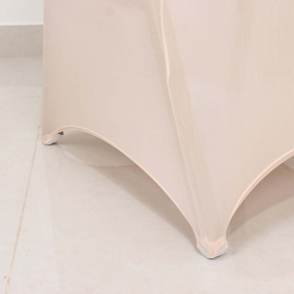 Spandex Chair Cover with Silver Rhinestone Buckled Sash Band Blush - Stretch Fitted Slipcover - Bell Racket Store