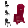 Spandex Chair Cover with Silver Rhinestone Buckled Sash Band Burgundy - Stretch Fitted Slipcover - Bell Racket Store