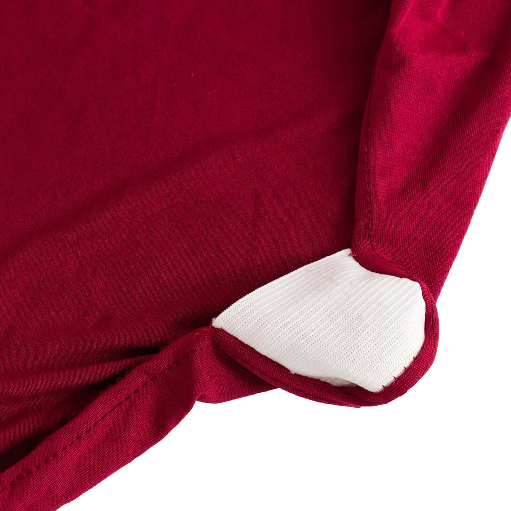 Spandex Chair Cover with Silver Rhinestone Buckled Sash Band Burgundy - Stretch Fitted Slipcover - Bell Racket Store