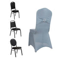 Spandex Chair Cover with Silver Rhinestone Buckled Sash Band Dusty Blue - Stretch Fitted Slipcover - Bell Racket Store