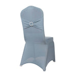 Spandex Chair Cover with Silver Rhinestone Buckled Sash Band Dusty Blue - Stretch Fitted Slipcover - Bell Racket Store