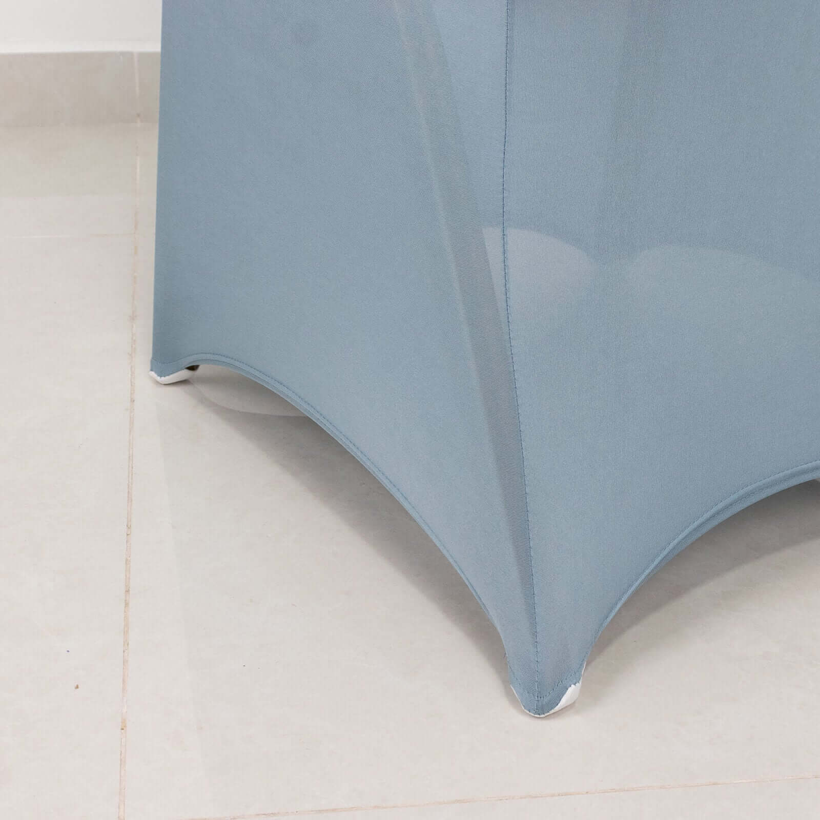 Spandex Chair Cover with Silver Rhinestone Buckled Sash Band Dusty Blue - Stretch Fitted Slipcover - Bell Racket Store