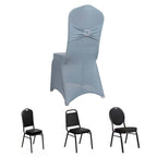 Spandex Chair Cover with Silver Rhinestone Buckled Sash Band Dusty Blue - Stretch Fitted Slipcover - Bell Racket Store