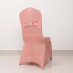 Spandex Chair Cover with Silver Rhinestone Buckled Sash Band Dusty Rose - Stretch Fitted Slipcover - Bell Racket Store