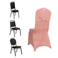 Spandex Chair Cover with Silver Rhinestone Buckled Sash Band Dusty Rose - Stretch Fitted Slipcover - Bell Racket Store