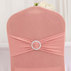 Spandex Chair Cover with Silver Rhinestone Buckled Sash Band Dusty Rose - Stretch Fitted Slipcover - Bell Racket Store