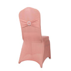 Spandex Chair Cover with Silver Rhinestone Buckled Sash Band Dusty Rose - Stretch Fitted Slipcover - Bell Racket Store