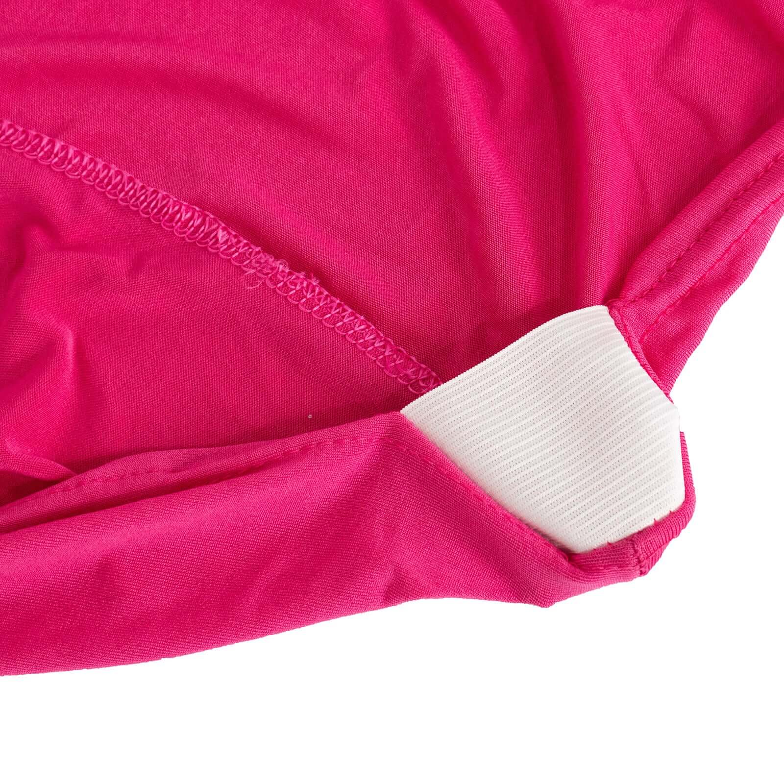 Spandex Chair Cover with Silver Rhinestone Buckled Sash Band Fuchsia - Stretch Fitted Slipcover - Bell Racket Store