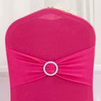 Spandex Chair Cover with Silver Rhinestone Buckled Sash Band Fuchsia - Stretch Fitted Slipcover - Bell Racket Store