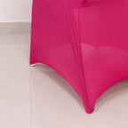 Spandex Chair Cover with Silver Rhinestone Buckled Sash Band Fuchsia - Stretch Fitted Slipcover - Bell Racket Store