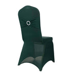 Spandex Chair Cover with Silver Rhinestone Buckled Sash Band Hunter Emerald Green - Stretch Fitted Slipcover - Bell Racket Store