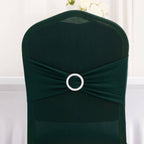 Spandex Chair Cover with Silver Rhinestone Buckled Sash Band Hunter Emerald Green - Stretch Fitted Slipcover - Bell Racket Store