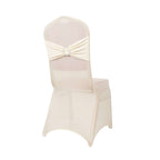Spandex Chair Cover with Silver Rhinestone Buckled Sash Band Ivory - Stretch Fitted Slipcover - Bell Racket Store