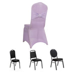 Spandex Chair Cover with Silver Rhinestone Buckled Sash Band Lavender Lilac - Stretch Fitted Slipcover - Bell Racket Store
