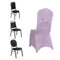 Spandex Chair Cover with Silver Rhinestone Buckled Sash Band Lavender Lilac - Stretch Fitted Slipcover - Bell Racket Store